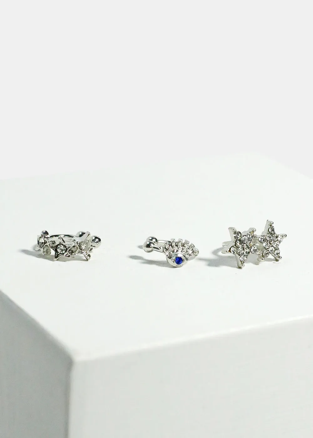 3-Piece Star & Eye Cuff Earrings