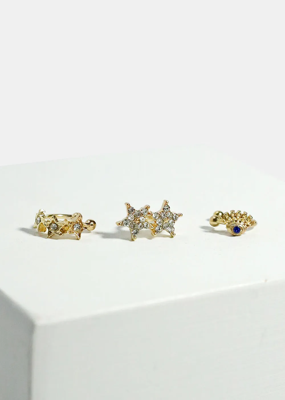 3-Piece Star & Eye Cuff Earrings