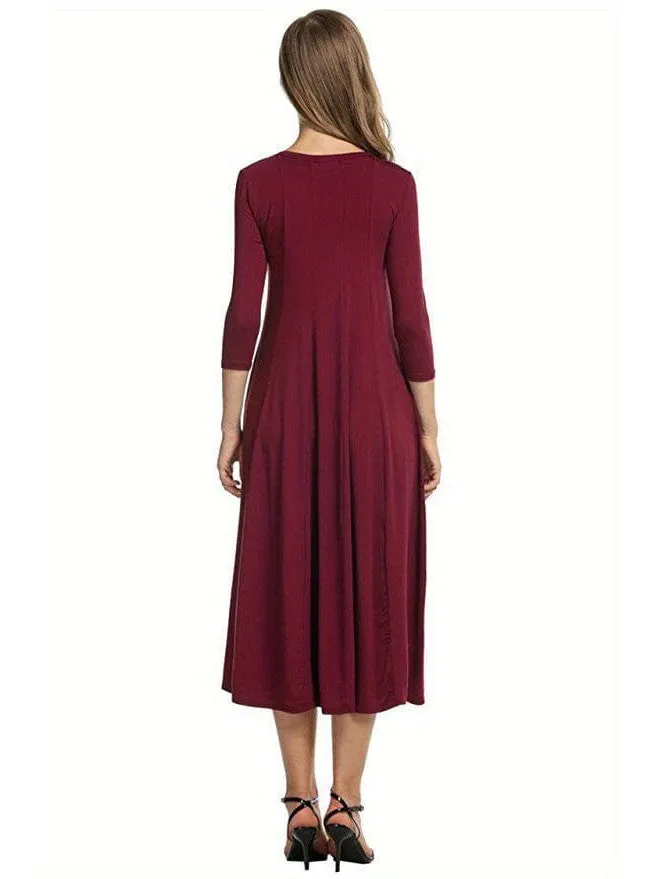 3/4 Sleeve A-line Dress