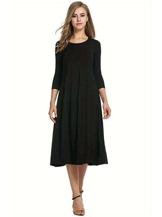 3/4 Sleeve A-line Dress