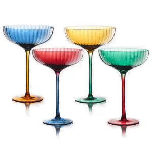 Assorted Festive Glass Coupe Set/4