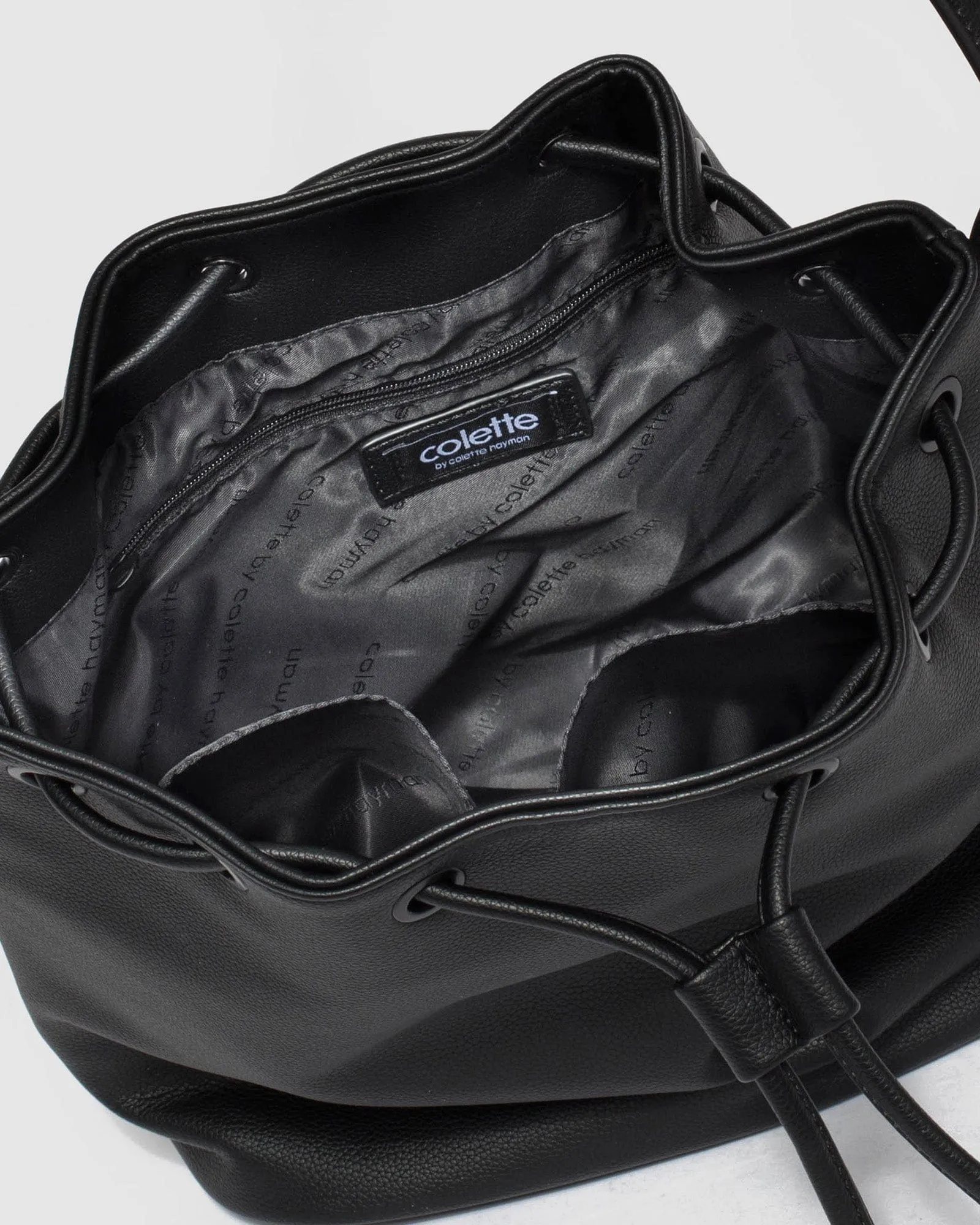 Black Giselle Drawstring Bag