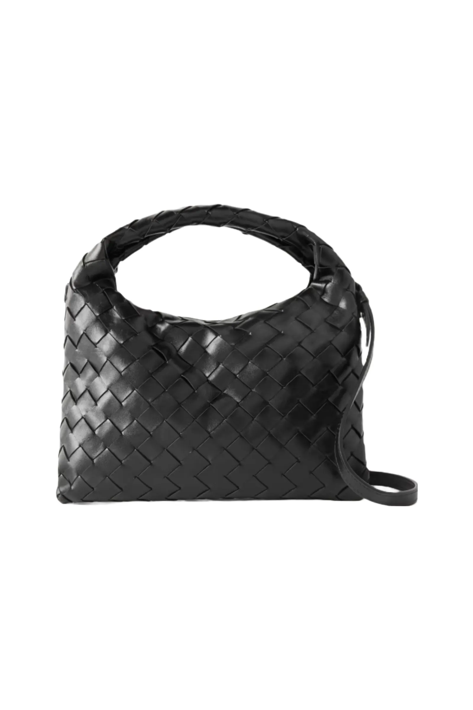 Black Intrecciato Leather Shoulder Bag