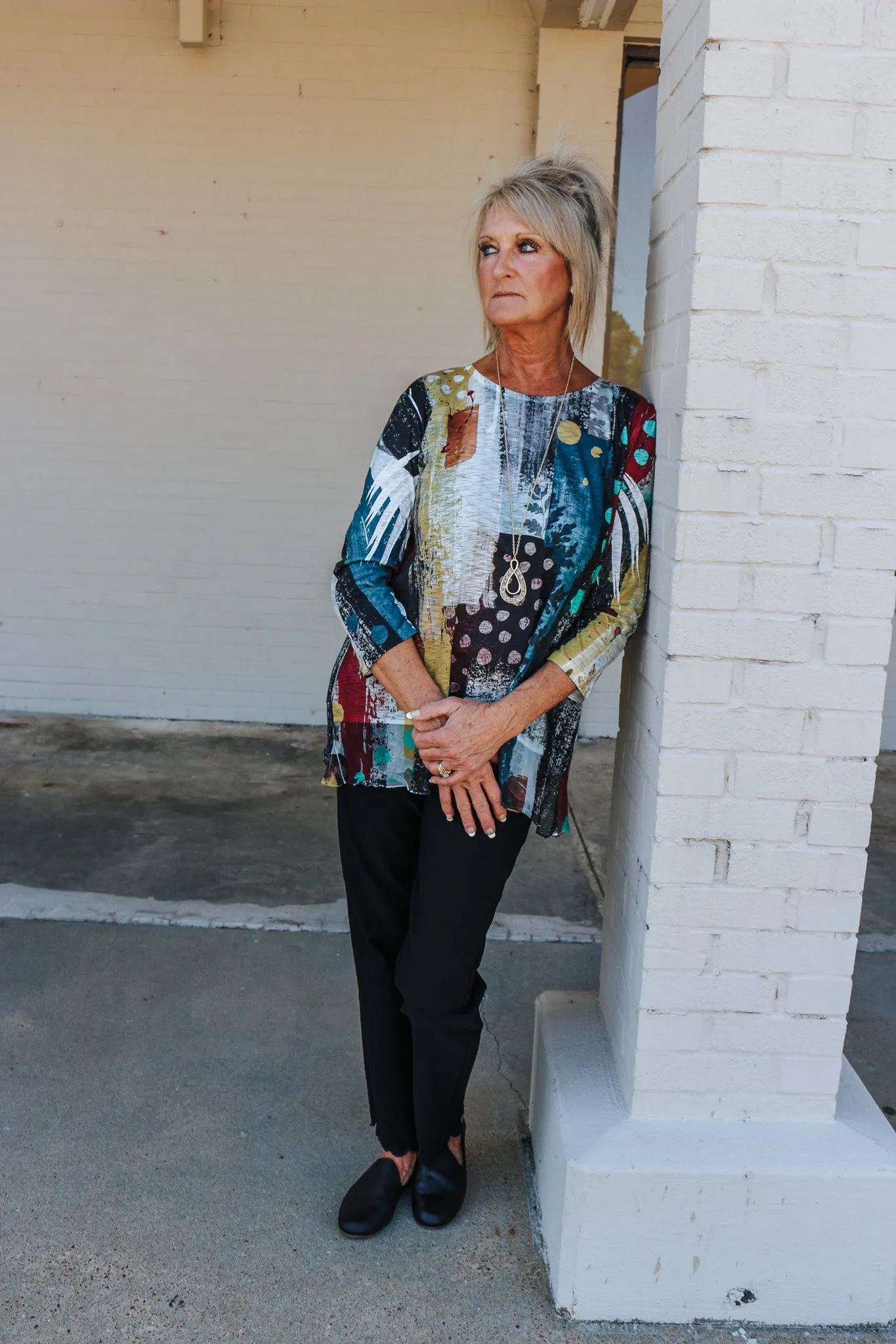 Chiffon Contrast Tunic Top