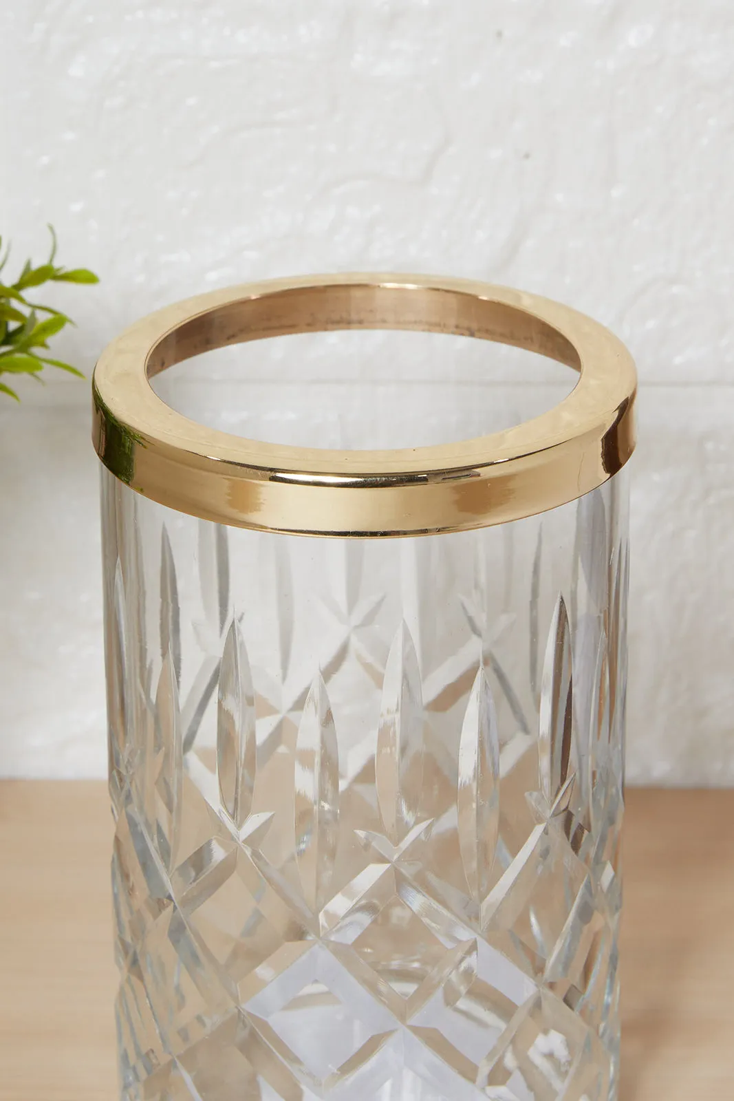 Clear And Gold Embossed Glass Tumbler