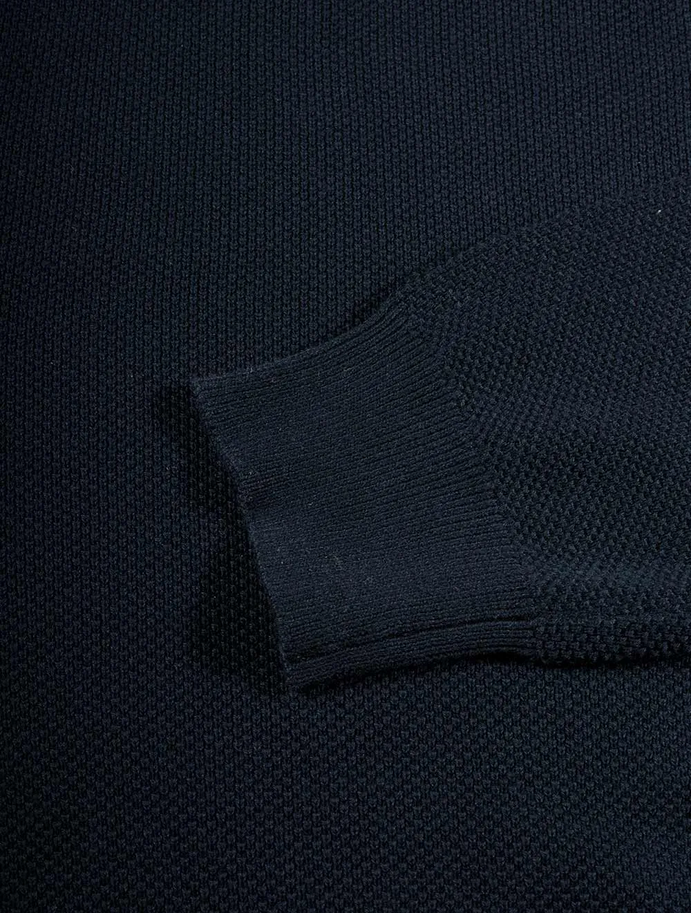 Cotton Piqué Crew Neck Jumper Evening Blue