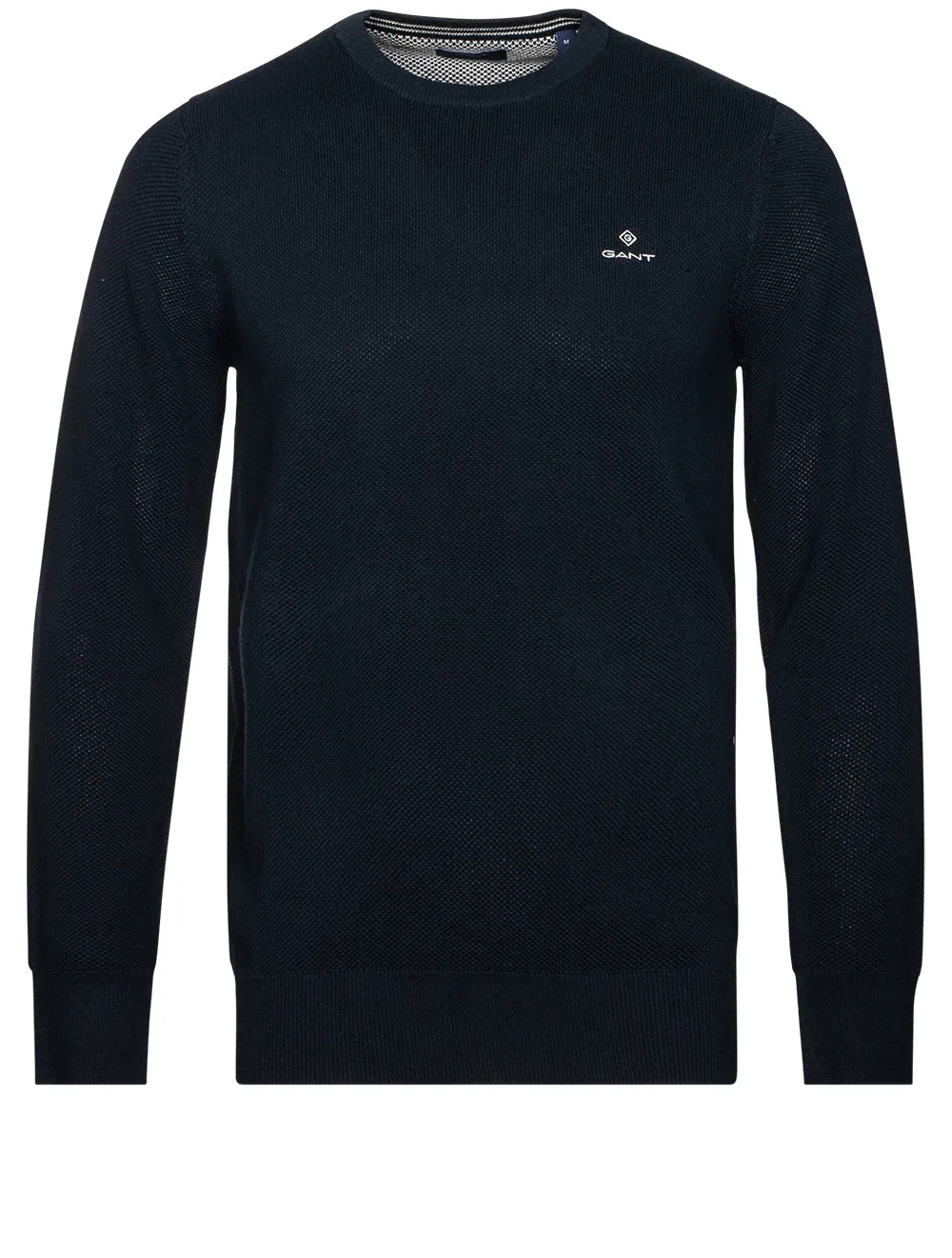 Cotton Piqué Crew Neck Jumper Evening Blue