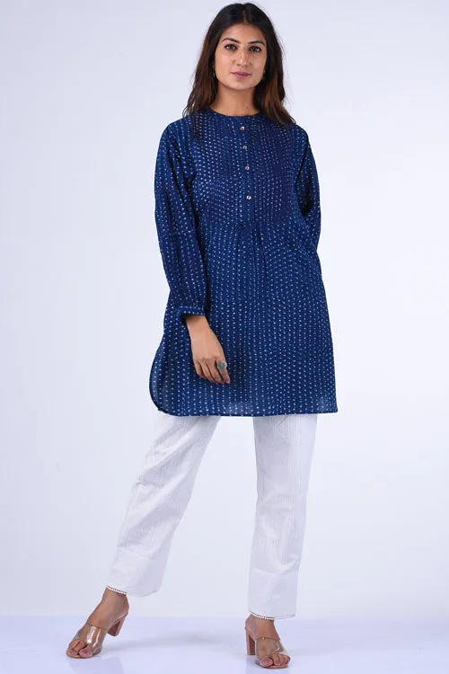 Dharan "Bundki Kurti" Blue Block Printed Top