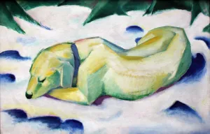 Dog Lying In The Snow - Framed Prints