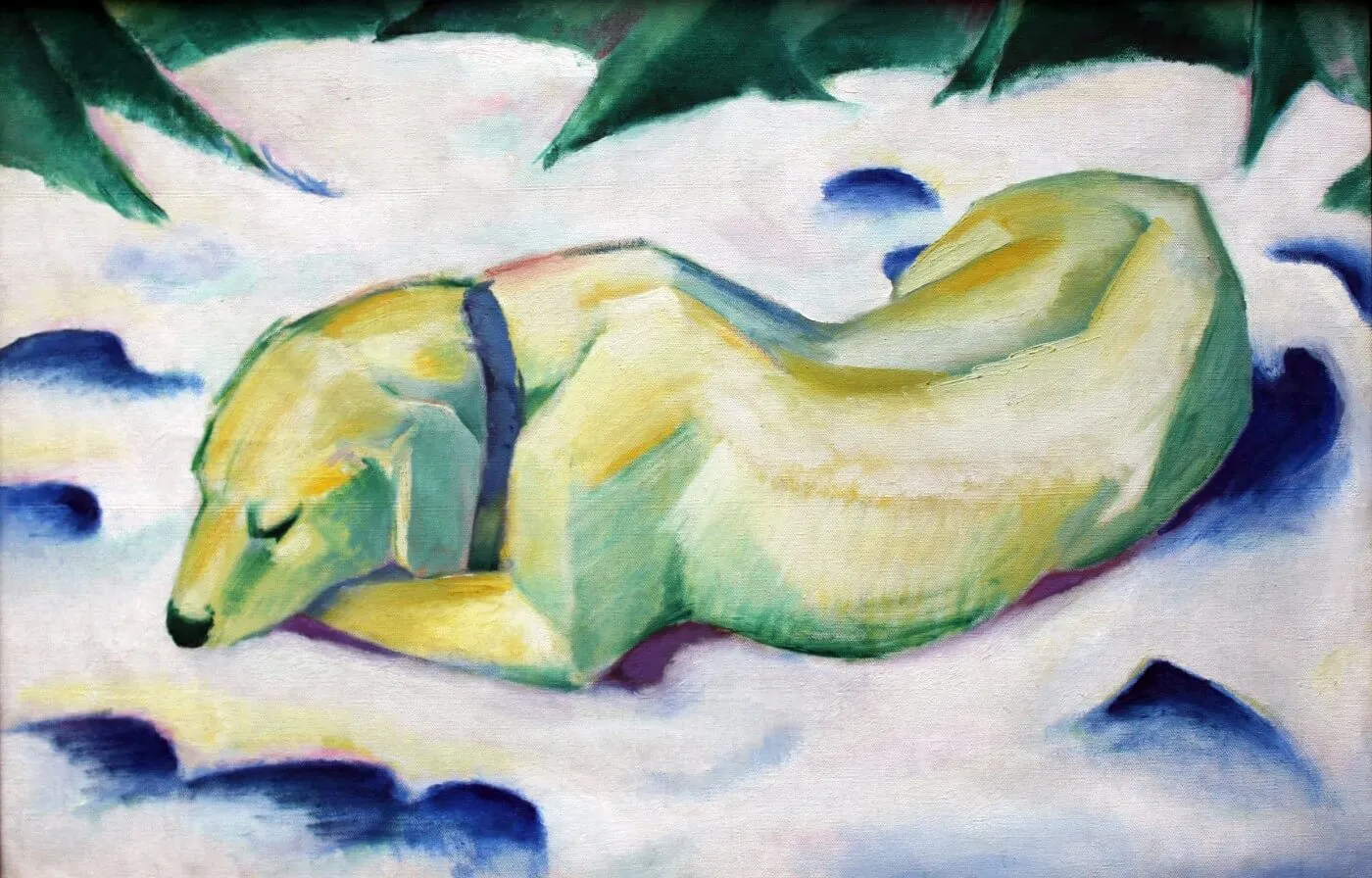 Dog Lying In The Snow - Framed Prints