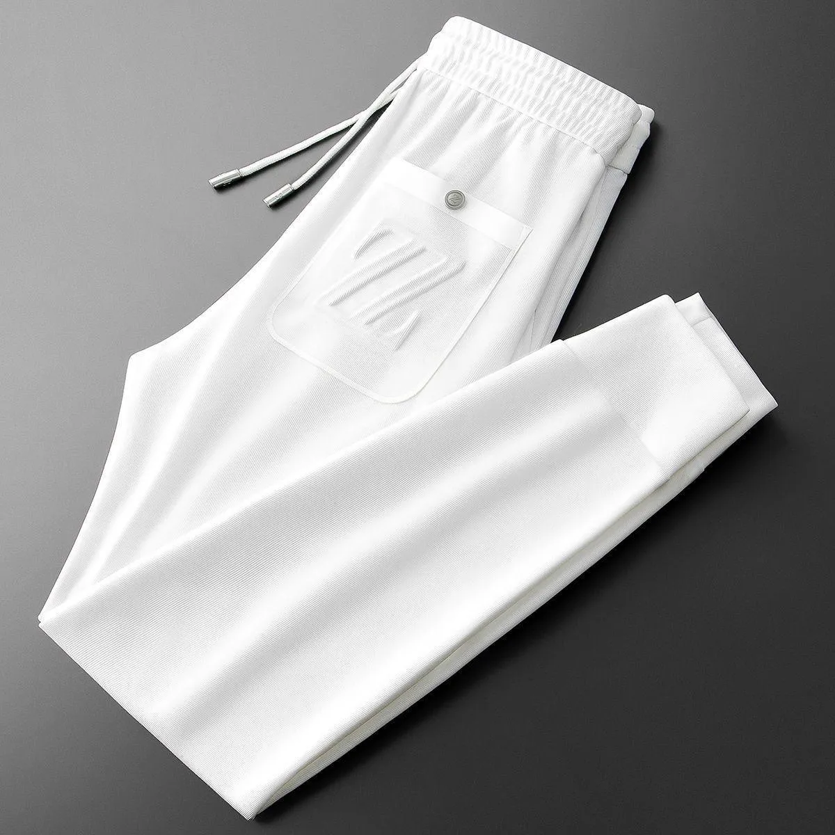 Embroidered Sports Style Casual Pants with ZZ Letters
