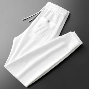 Embroidered Sports Style Casual Pants with ZZ Letters