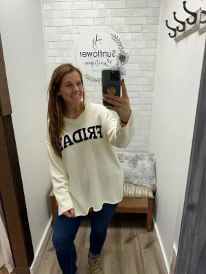 Friday Feels Oversized Sweater-Ivory/Black