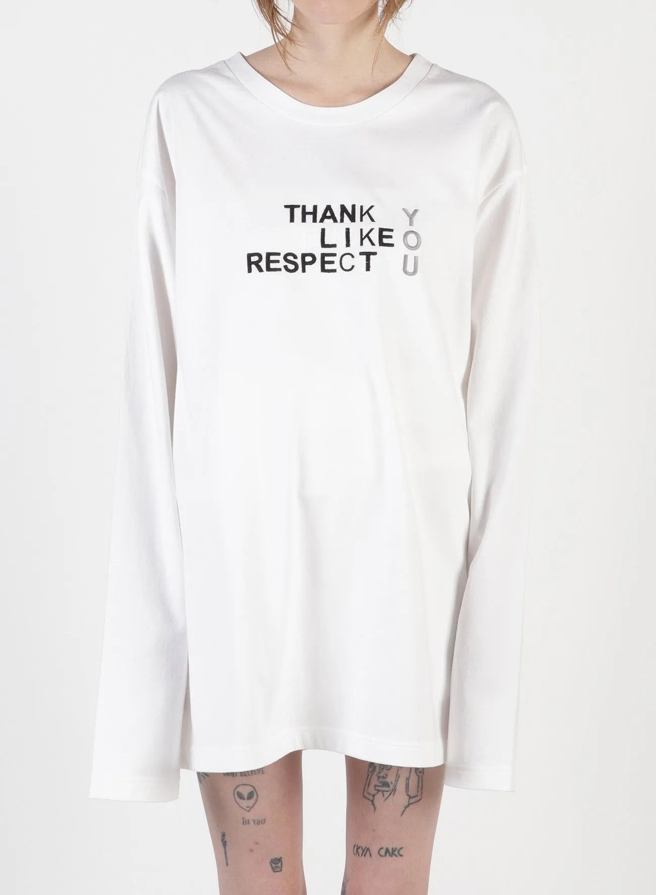 FU*K YOU Embroidery Oversized Long T-Shirt