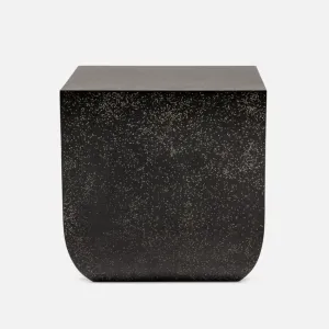 Glossy Black Terrazzo Side Table