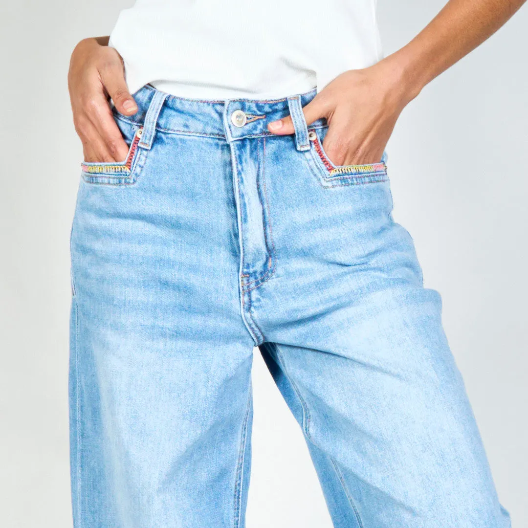 High-waist straight-leg jeans with contrast stitching wholesale