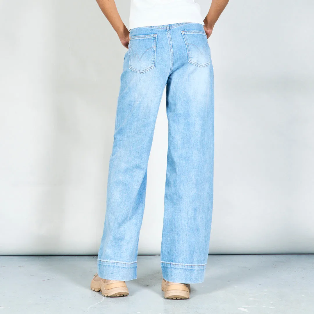 High-waist straight-leg jeans with contrast stitching wholesale
