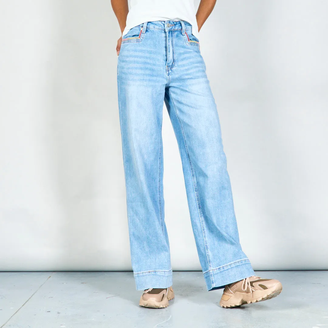 High-waist straight-leg jeans with contrast stitching wholesale