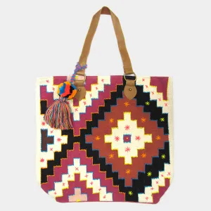 iLLASPARKZ Aztec Pattern Pom-Tassel Tote Bag
