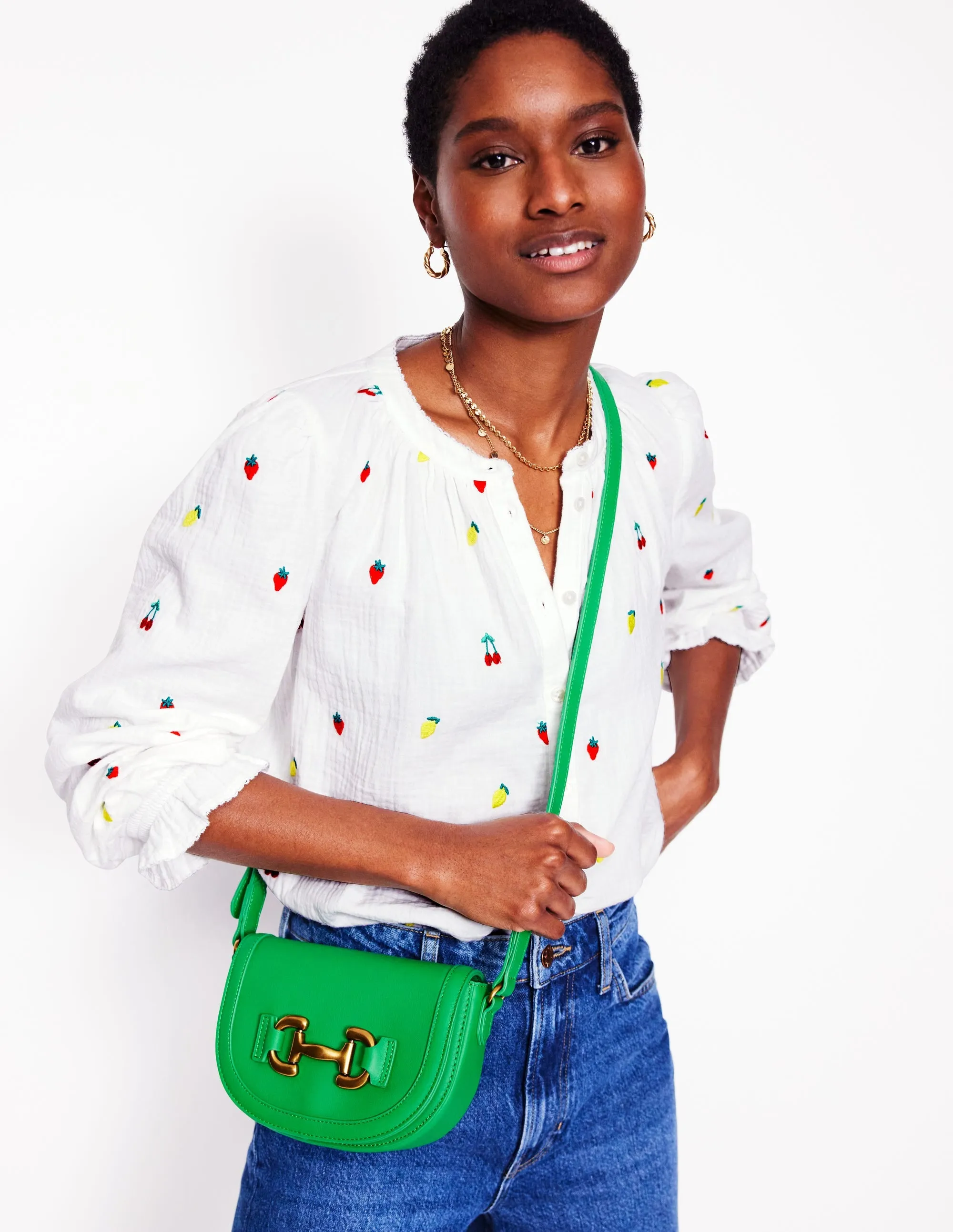 Iris Leather Mini Satchel-Green