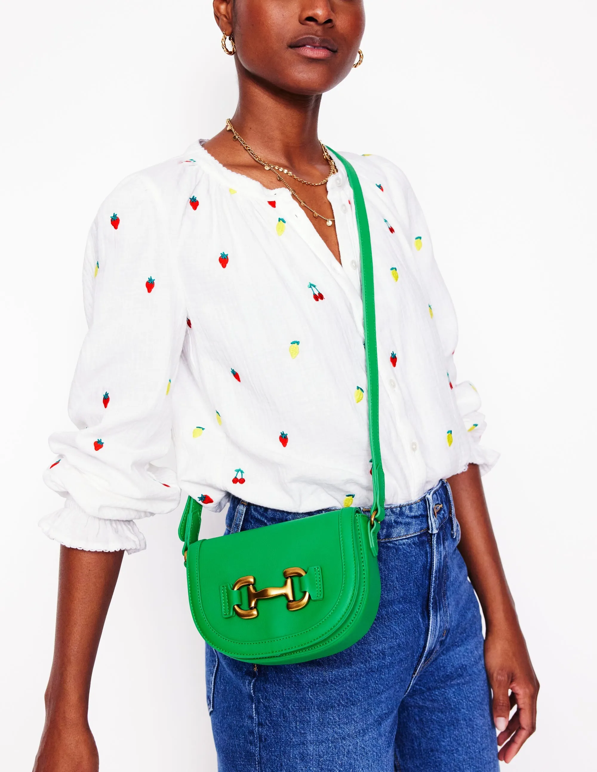 Iris Leather Mini Satchel-Green