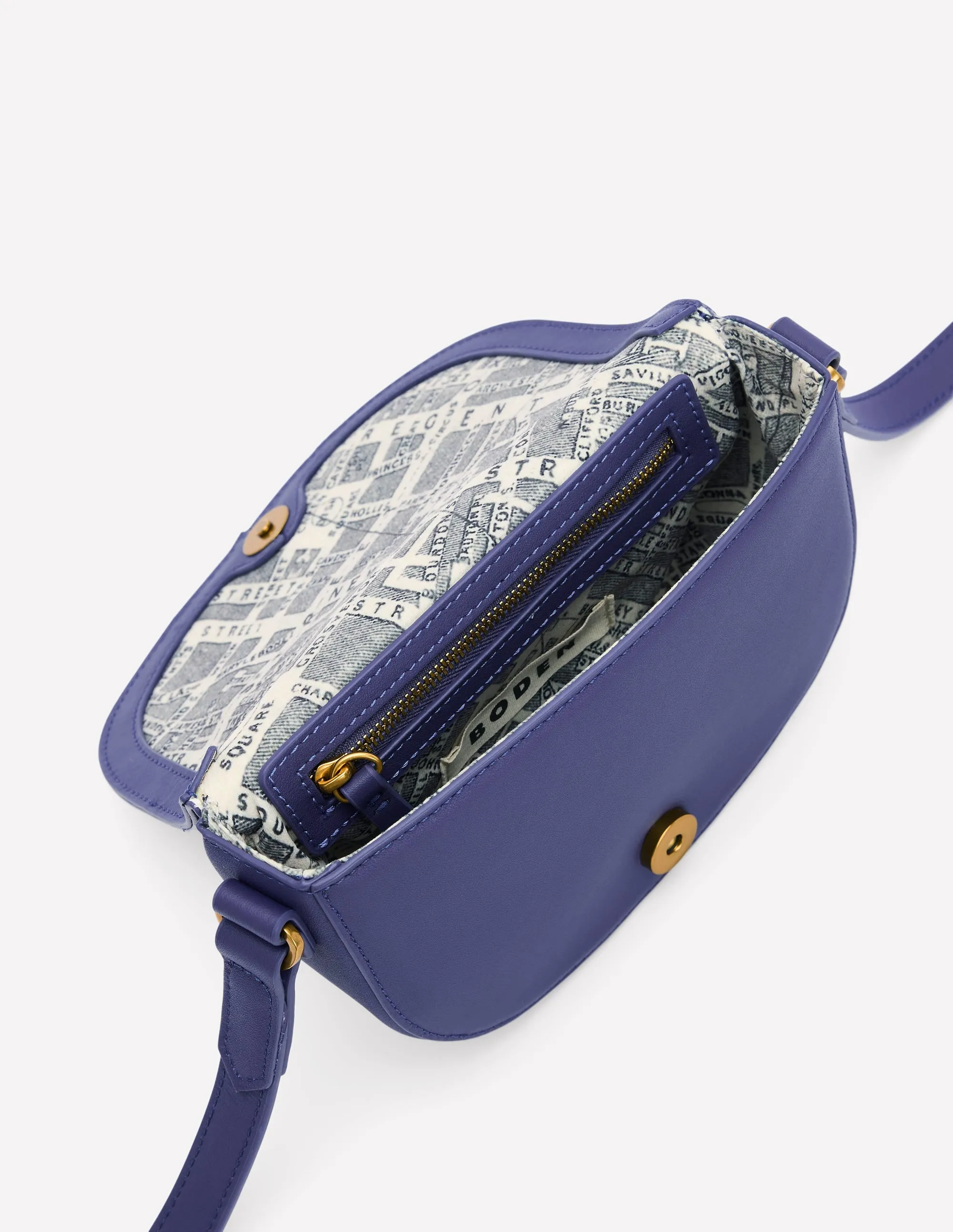 Iris Leather Mini Satchel-Navy