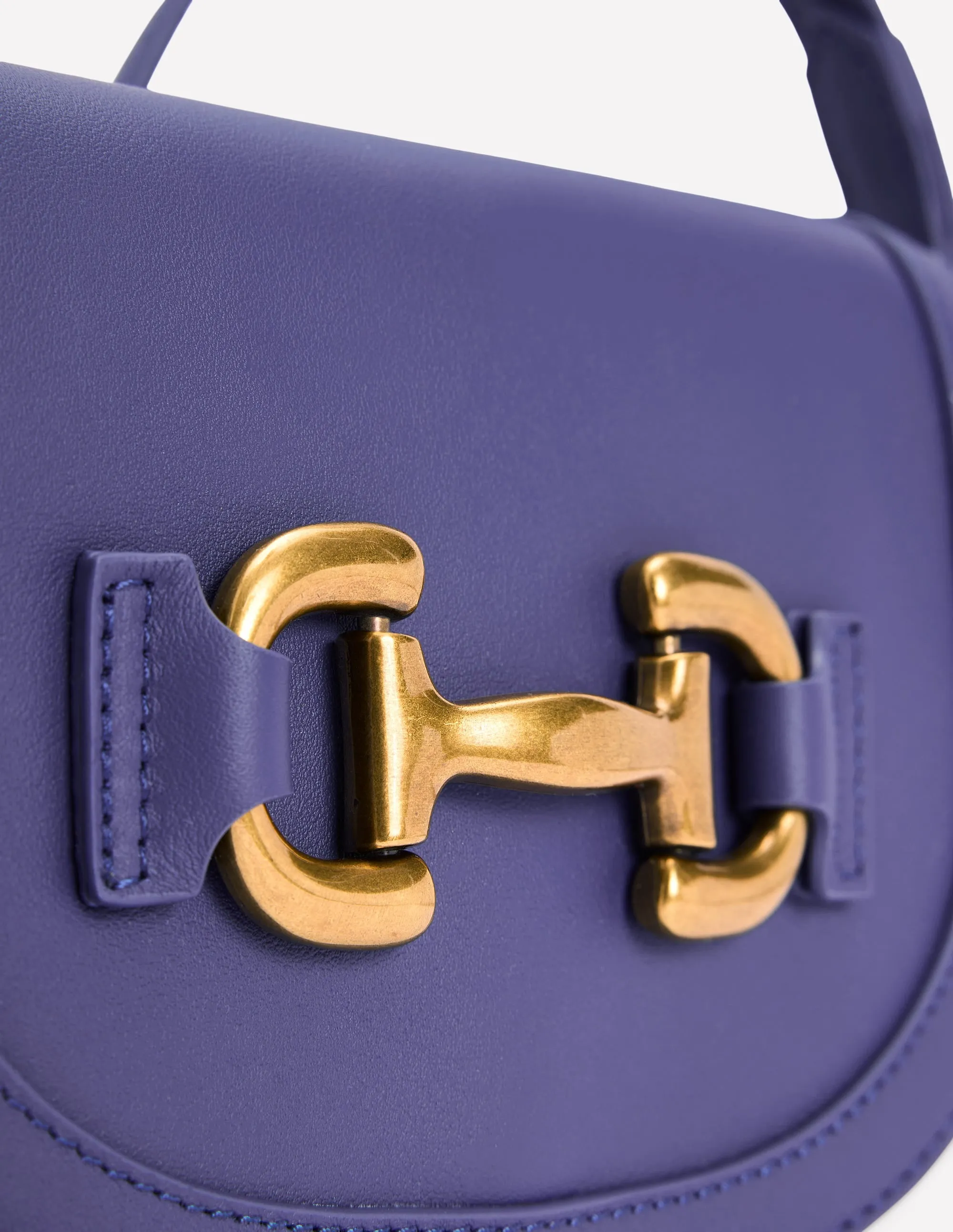 Iris Leather Mini Satchel-Navy