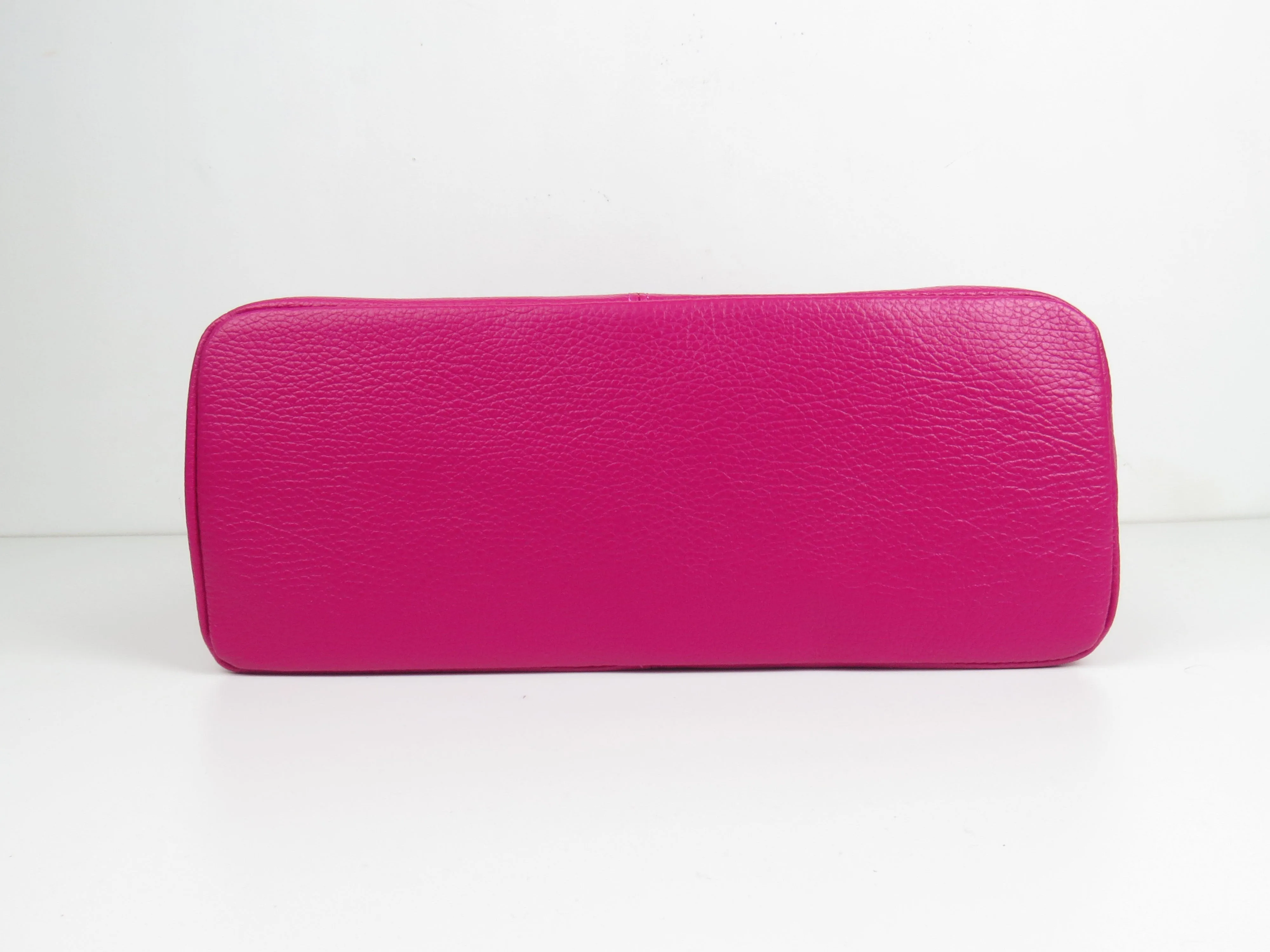 Italian Magenta Fuchsia Pink Leather Slouchy Shoulder Bag
