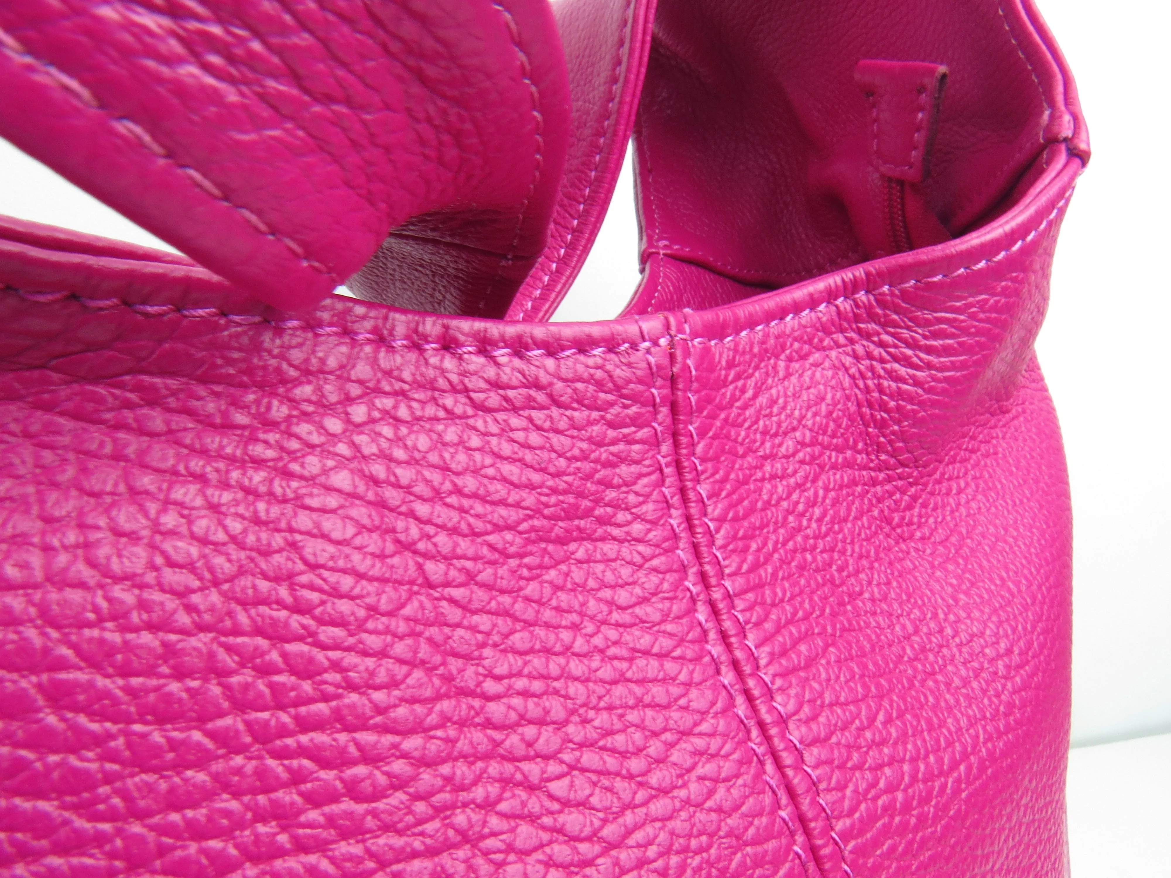 Italian Magenta Fuchsia Pink Leather Slouchy Shoulder Bag