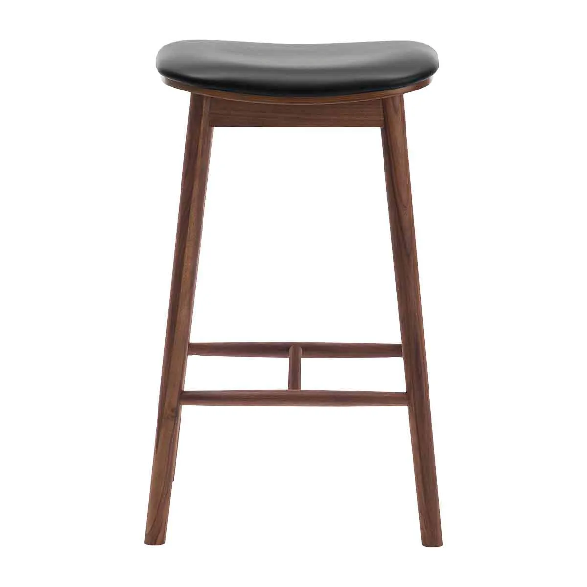 Lando Leather Backless Bar Stool (Walnut)