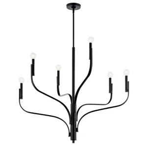 Livadia 36" 6-Light Chandelier, Black Finish