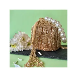 Nayaab by Sonia Pristine Frost Bucket Gold Potli for Women