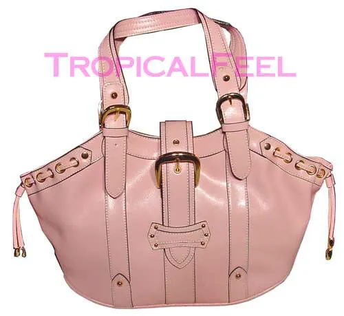 NEW Women PINK or BLACK Dual Handle Tote PURSE HANDBAG BAG BAGS Drawstring Eyelet