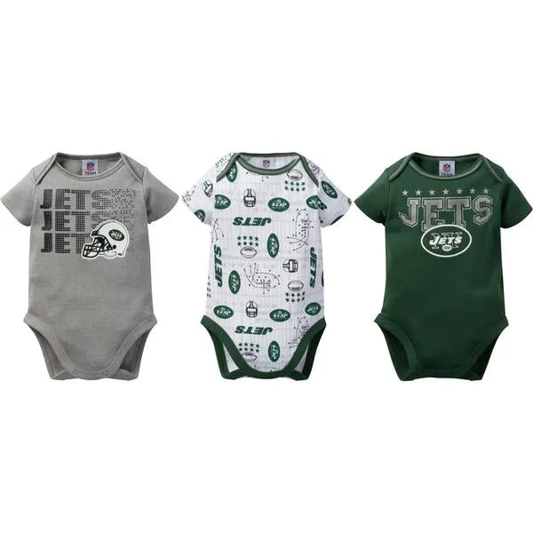 NY Jets Baby Boy 3-Pack Short Sleeve Bodysuits