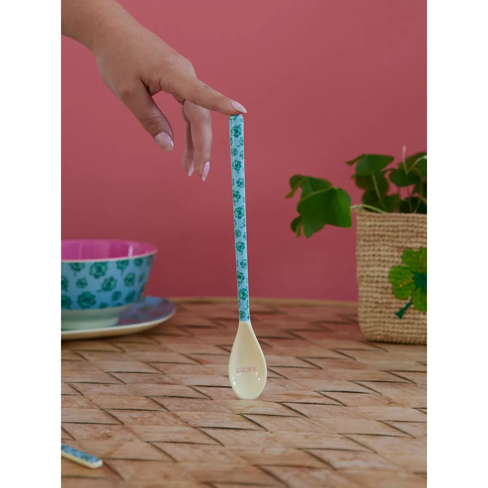 Rice DK Melamine Latte Spoon - Blue - Good Luck Print