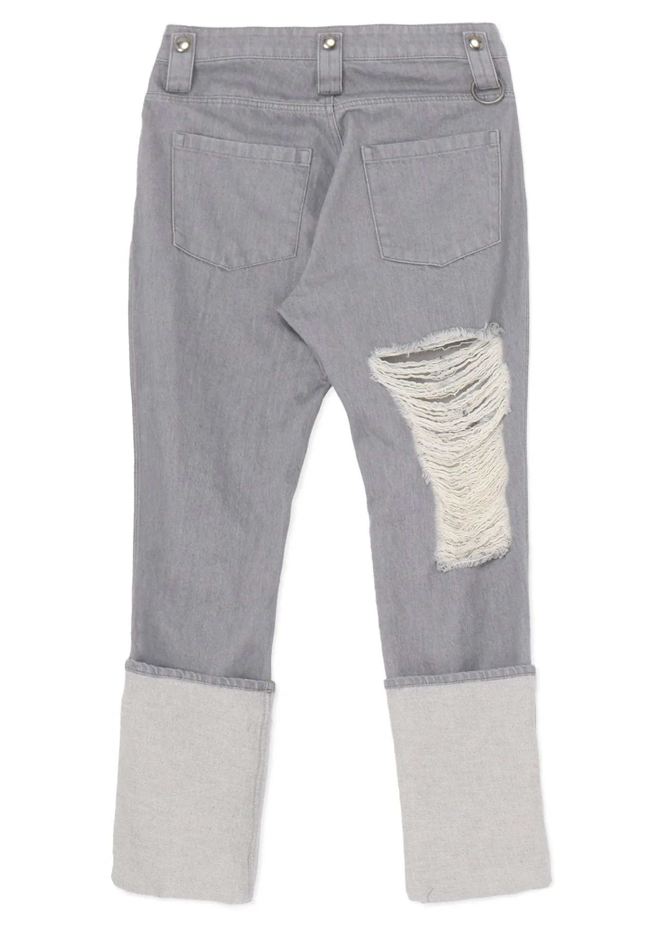 RIPPED DENIM SLIM SLIT PANTS