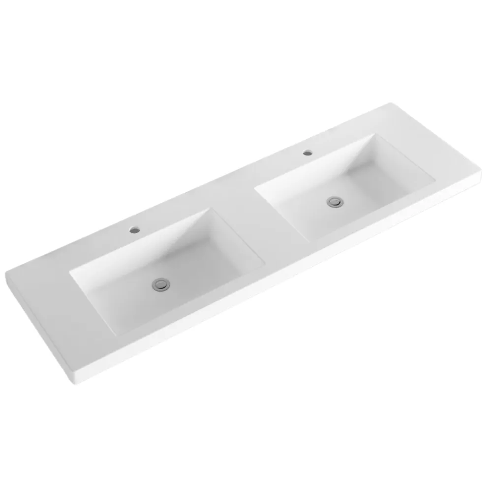 Riva Vienna 1500mm American Oak Double Bowl Wall Hung Vanity (Volvo Polymarble Top)