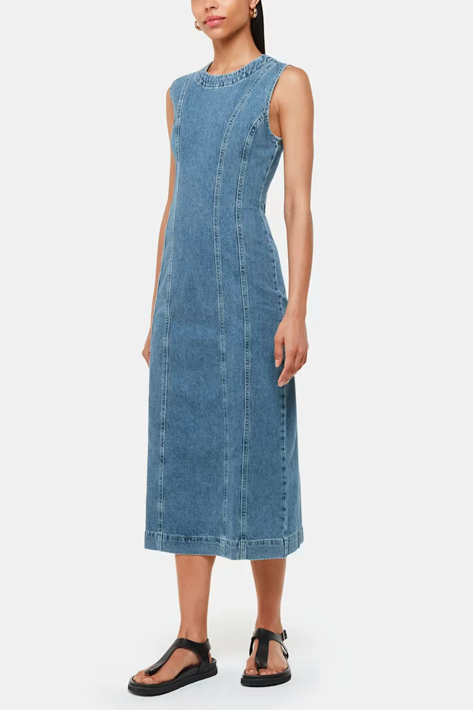 Sleeveless Denim Midi Dress