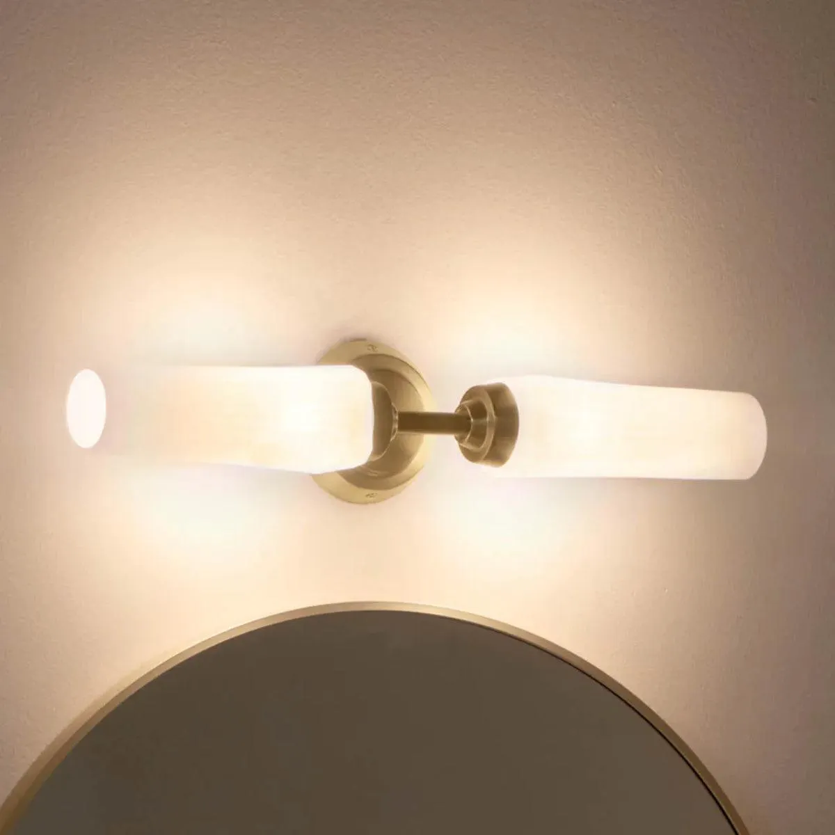 Truby 20 In 2-Lights Bathroom Vanity Light With Satin Etched Cased Opal Glass, Bronze Finish