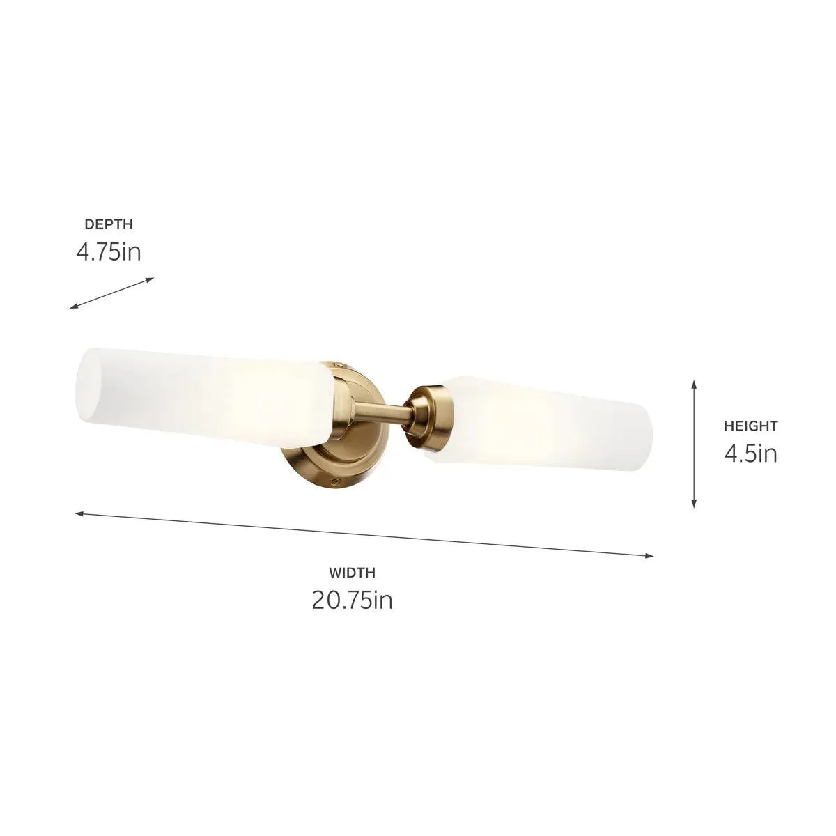 Truby 20 In 2-Lights Bathroom Vanity Light With Satin Etched Cased Opal Glass, Bronze Finish